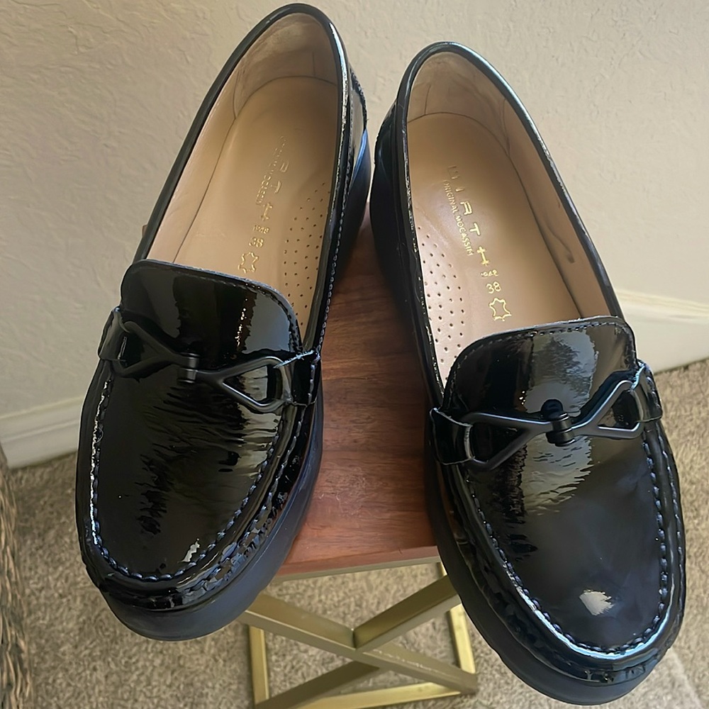 Black patent leather Wirth Loafers cushioned platform original mocassin size 38
